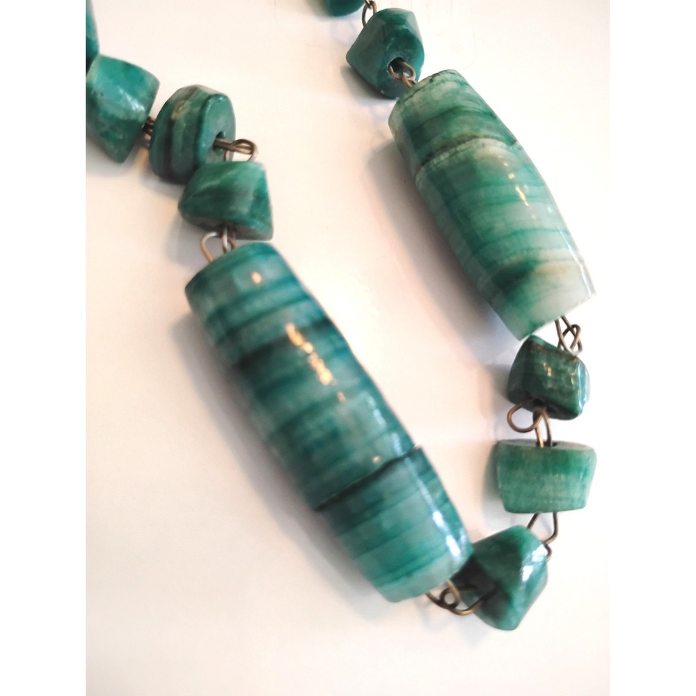Vintage The Nature Company Green Agate Necklace 90s Whimsygoth Y2K Preppy indie